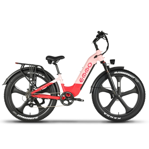 EMMO Vegar Pro Step Thru Fat Tire Commuter eBike for Adults - 48V/15.6Ah 750W UL Certified - Blush Pink