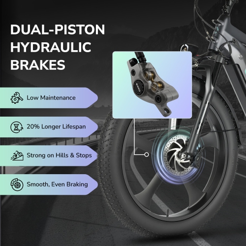 EMMO Ikong Pro Fat Tire Step Over Torque Sensor 26in Adults eBike - 48V/15.6Ah 750W UL Certified - Twilight Blue