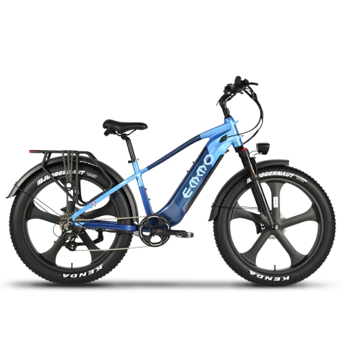 EMMO Ikong Pro Fat Tire Step Over Torque Sensor 26in Adults eBike - 48V/15.6Ah 750W UL Certified - Twilight Blue