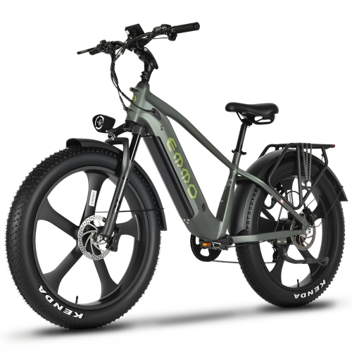 EMMO Ikong Pro Step Over Commuter 26in Fat Tire eBike for Adults - 48V/20Ah 750W UL Certified - 125km Range - Army Green