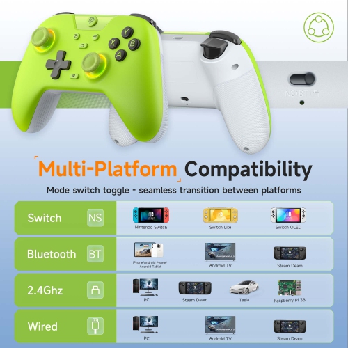 EasySMX X05 Wireless Controller for Switch/PC/Android- Bluetooth Controller Gamepad with Hall Effect Joysticks and Trigger, Turbo, Rumble Vibration,