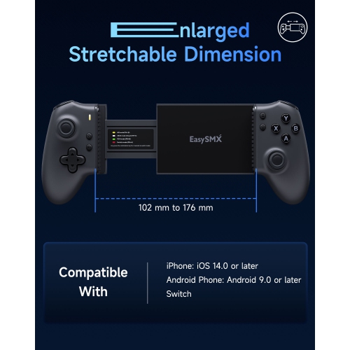 EasySMX M15 BT – Étui de manette de jeu mobile pour Android/iPhone 15, manette Android avec gâchette Hall/manches à balai pour jouer à Minecraft