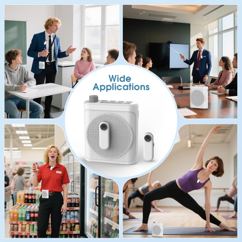 Amplificateur vocal sans fil avec 2 micros-cravates magnétiques et réduction du bruit, système de sonorisation Bluetooth 5,3 pour Teachers Tour Guide
