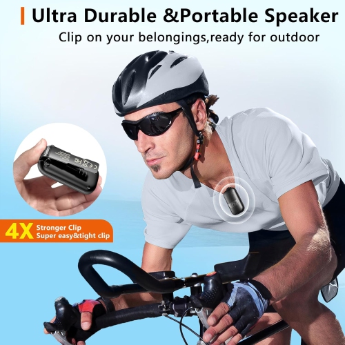 Wearable Bluetooth Speaker,Portable Clip-On Speaker Built-in Mics for Hands-Free Music and Calls,Mini Outdoor Wireless Speaker for Working Running