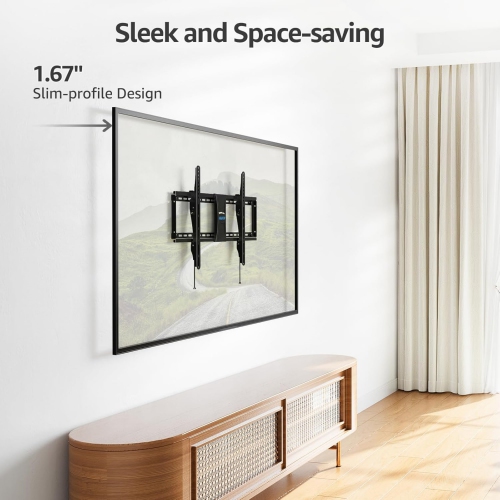 MOUNTUP Tilting TV Mount Bracket for Most 37-82 Inch Flat Screen/Curved Low Profile Wall Mount Saving Space Max VESA 600x400 mm Hold up to 99 lbs Fit