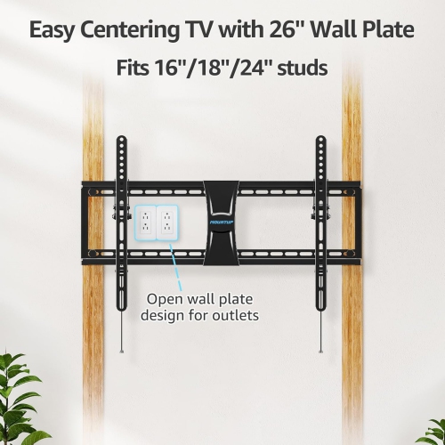 MOUNTUP Tilting TV Mount Bracket for Most 37-82 Inch Flat Screen/Curved Low Profile Wall Mount Saving Space Max VESA 600x400 mm Hold up to 99 lbs Fit