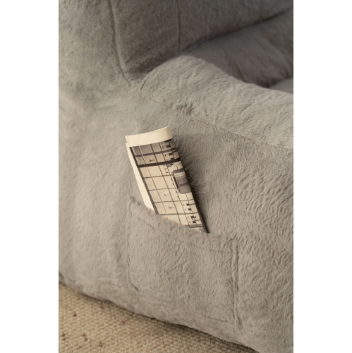 Blex Bean Bag Sofa Chair – Soft Faux Fur Cover High-Density Foam Filling Comfortable Floor Seat for Gaming Reading & Watching TV - Gray