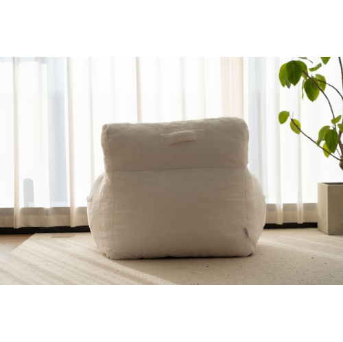 Blex Bean Bag Sofa Chair – Soft Faux Fur Cover High-Density Foam Filling Comfortable Floor Seat for Gaming Reading & Watching TV - White