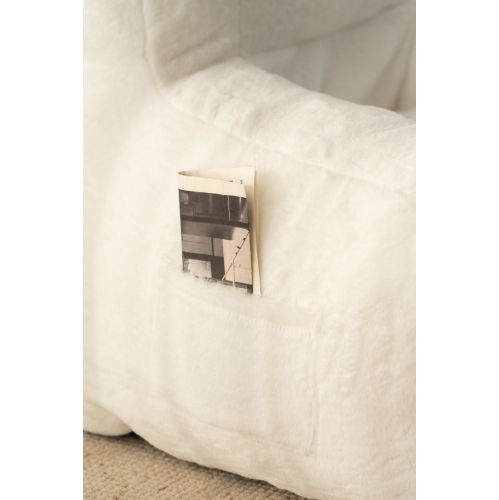 Blex Bean Bag Sofa Chair – Soft Faux Fur Cover High-Density Foam Filling Comfortable Floor Seat for Gaming Reading & Watching TV - White