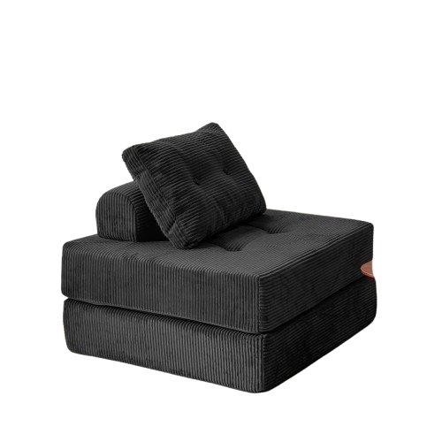 Blex Free Combination Floor Sofa Bed – Convertible Folding Sleeper Couch| Armless Foam Chair with Pillow for Living Room & Bedroom - Black