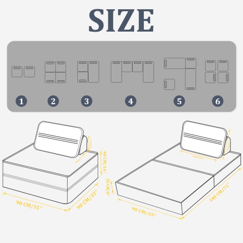 Blex Free Combination Floor Sofa Bed – Convertible Folding Sleeper Couch| Armless Foam Chair with Pillow for Living Room & Bedroom - Black