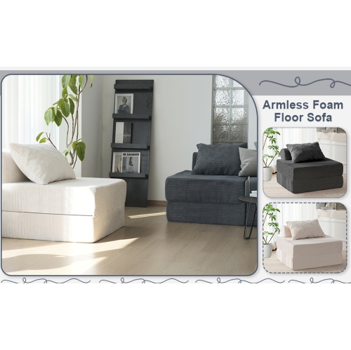 Blex Free Combination Floor Sofa Bed – Convertible Folding Sleeper Couch| Armless Foam Chair with Pillow for Living Room & Bedroom - Black