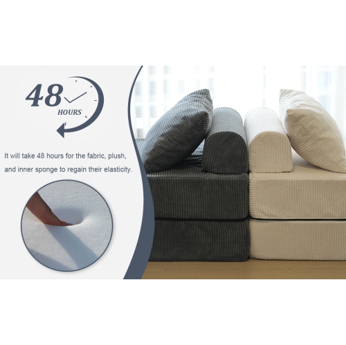 Blex Free Combination Floor Sofa Bed – Convertible Folding Sleeper Couch| Armless Foam Chair with Pillow for Living Room & Bedroom - Black