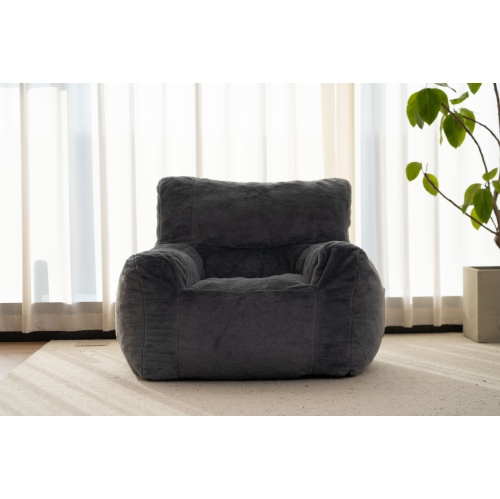 Blex Bean Bag Sofa Chair – Soft Faux Fur Cover High-Density Foam Filling Comfortable Floor Seat for Gaming Reading & Watching TV - Black