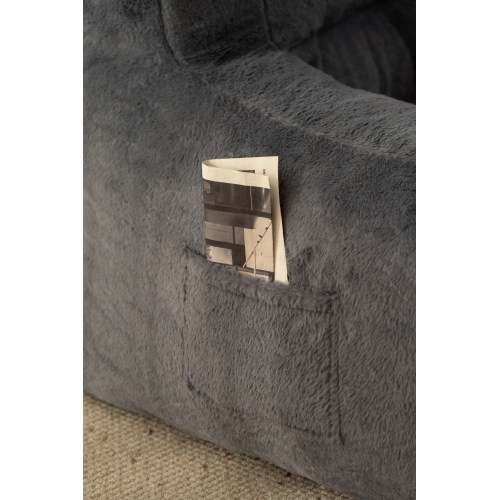 Blex Bean Bag Sofa Chair – Soft Faux Fur Cover High-Density Foam Filling Comfortable Floor Seat for Gaming Reading & Watching TV - Black