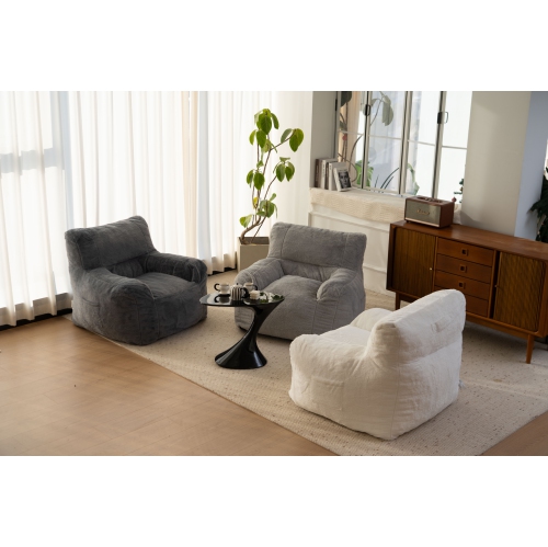 Blex Bean Bag Sofa Chair – Soft Faux Fur Cover High-Density Foam Filling Comfortable Floor Seat for Gaming Reading & Watching TV - Black