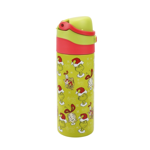 The Grinch & Cindy-Lou Who All-Over Print Green 24 Oz Stainless Steel Water Bottle