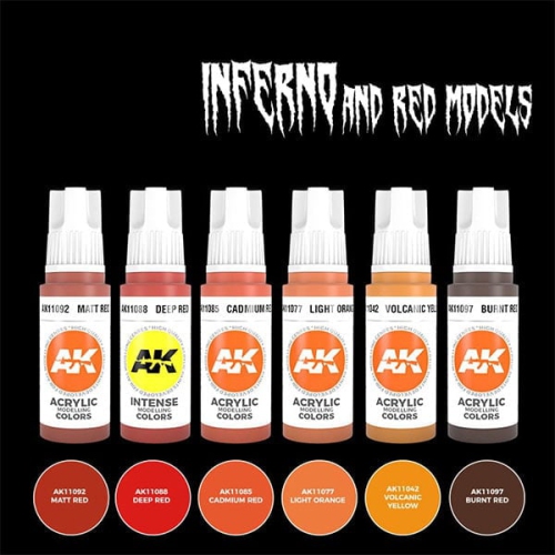 AK Interactive - Inferno and Red Models Acrylic Paint Set New