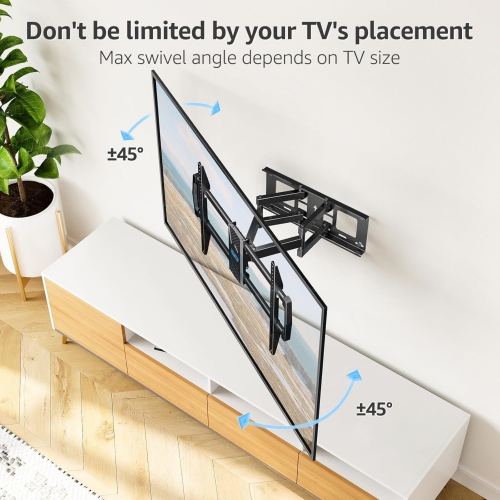 MOUNTUP Full Motion TV Mount Swivel and Tilt for 42-70 Inch Flat Screen/Curved TVs, Articulating TV Bracket with Max VESA 600x400mm, Holds up to