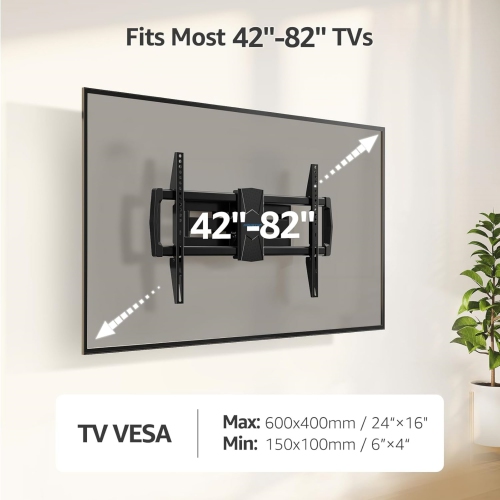 MOUNTUP Full Motion TV Mount Swivel and Tilt for 42-70 Inch Flat Screen/Curved TVs, Articulating TV Bracket with Max VESA 600x400mm, Holds up to