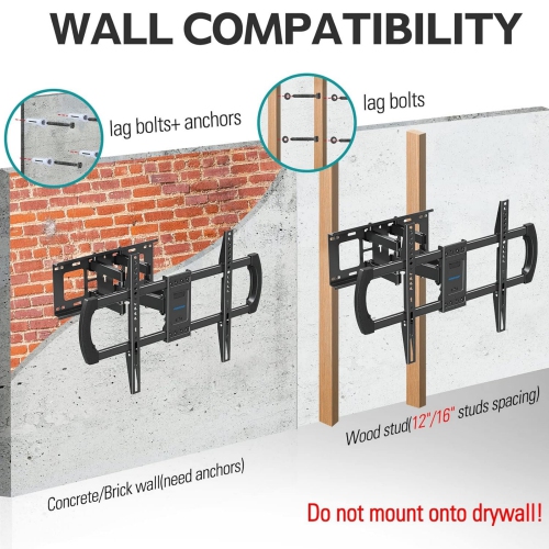 MOUNTUP Full Motion Wall Mount for 42-82 Inch Curved Flat TVs Swivel and Tilting TV Bracket with Articulating Arm, Up to 100lbs Max VESA 600x400mm