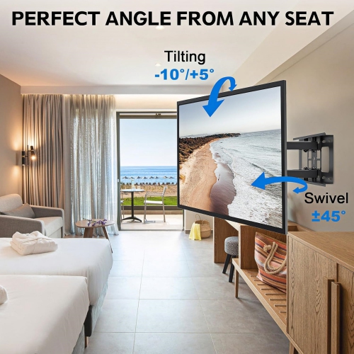 MOUNTUP Full Motion TV Mount Swivel and Tilt for Most 42-82 Inch Flat Screen/Curved TV, Wall Mount TV Bracket Max VESA 600x400mm, Holds up to 100