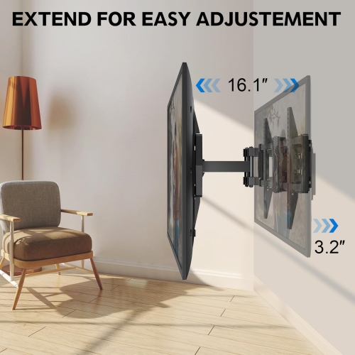 MOUNTUP Full Motion TV Mount Swivel and Tilt for Most 42-82 Inch Flat Screen/Curved TV, Wall Mount TV Bracket Max VESA 600x400mm, Holds up to 100