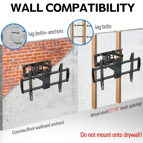 MOUNTUP Full Motion TV Mount Swivel and Tilt for Most 42-82 Inch Flat Screen/Curved TV, Wall Mount TV Bracket Max VESA 600x400mm, Holds up to 100