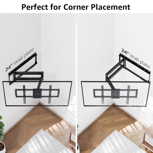 MOUNTUP TV Wall Mount for Most 37''-75'' TVs, Corner TV Wall Mount with 30'' Extension Full Motion with Swivel Tilt Max VESA 600x400mm Load Up to 88