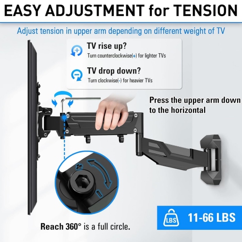 MOUNTUP Tilting TV Wall Mount Bracket for 26-55 Inch Flat Screen TVs/Curved TVs, Low Profile TV Bracket - Easy to Install On 12" or 16" Studs, VESA