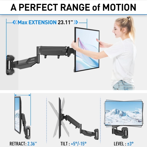 MOUNTUP Tilting TV Wall Mount Bracket for 26-55 Inch Flat Screen TVs/Curved TVs, Low Profile TV Bracket - Easy to Install On 12" or 16" Studs, VESA