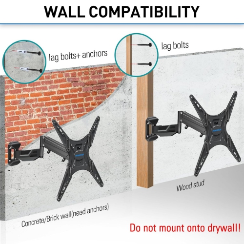 MOUNTUP Tilting TV Wall Mount Bracket for 26-55 Inch Flat Screen TVs/Curved TVs, Low Profile TV Bracket - Easy to Install On 12" or 16" Studs, VESA