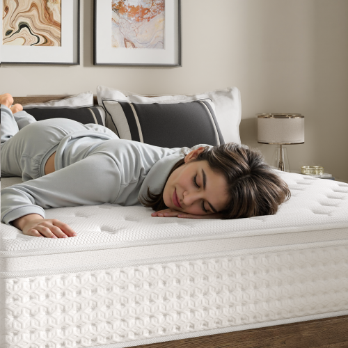 Vumece White 10 inch Queen Size Hybrid Mattress in a Box, Memory Foam & Individually Wrapped Coil, Support, Breathable, Pressure relief- 120 Night