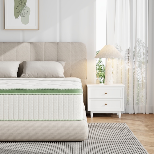 Vumece 12" Queen Size Medium Memory Foam Hybrid Mattress in a Box, Individually Pocketed Innerspring, Euro Top, CertiPUR-US