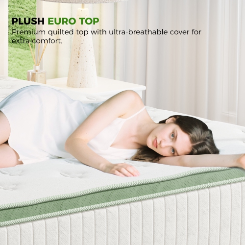 Vumece 12" Queen Size Medium Memory Foam Hybrid Mattress in a Box, Individually Pocketed Innerspring, Euro Top, CertiPUR-US