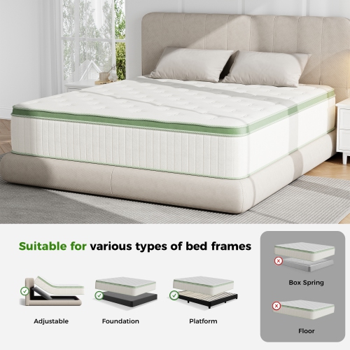 Vumece 10" Queen Size Hybrid Mattress in a Box, Memory Foam Layer & Individually Pocketed Coil for Pressure Relief, Medium Firm, CertiPUR-US