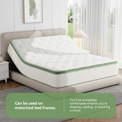 Vumece 10" Queen Size Hybrid Mattress in a Box, Memory Foam Layer & Individually Pocketed Coil for Pressure Relief, Medium Firm, CertiPUR-US