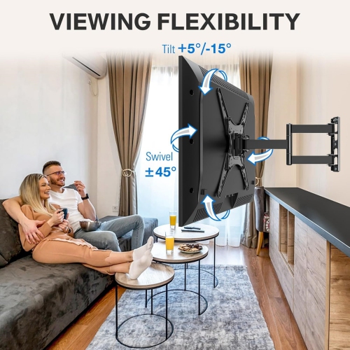 MOUNTUP TV Wall Mount for Most 26-55 Inch LED OLED LCD TVs, Full Motion Wall Mount TV Bracket with Swivel Articulating Arm, Up to 400x400mm & 88lbs