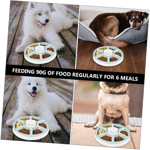 Automatic Timer 6-Bowl Pet Feeder, Automatic Dispenser with LED Digital Timer, Wet and Dry Pet Food for Cats and Small Dogs, 6 Meals, Up to 450g Each