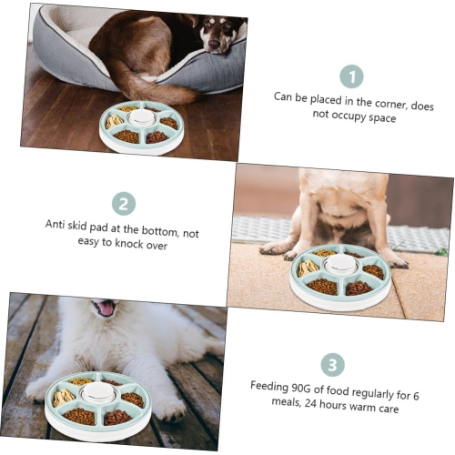 Automatic Timer 6-Bowl Pet Feeder, Automatic Dispenser with LED Digital Timer, Wet and Dry Pet Food for Cats and Small Dogs, 6 Meals, Up to 450g Each