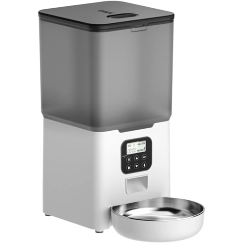 6L Timed Smart Pet Feeder Automatic Food Dispenser Stainless Steel Double Bowl Recorder Dog and Cat Feeder Easy to Operate and Clean