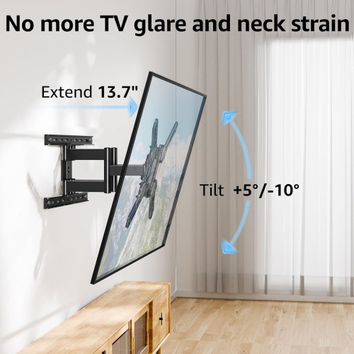MOUNTUP Ultra Slim Full Motion TV Wall Mount, 1.3" Thin Low Profile for 26-60" TVs, Smooth Swivel Tilt Extension, Max Vesa 400x400mm, Up to 88lbs,