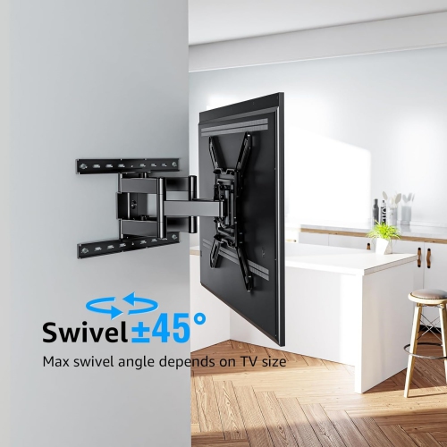 MOUNTUP Ultra Slim Full Motion TV Wall Mount, 1.3" Thin Low Profile for 26-60" TVs, Smooth Swivel Tilt Extension, Max Vesa 400x400mm, Up to 88lbs,