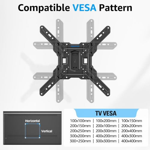 MOUNTUP Ultra Slim Full Motion TV Wall Mount, 1.3" Thin Low Profile for 26-60" TVs, Smooth Swivel Tilt Extension, Max Vesa 400x400mm, Up to 88lbs,