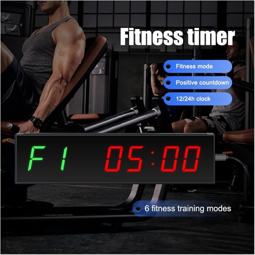 1.5-inch 6-digit LED large screen timer, countdown timer, stopwatch function, fitness boxing training rest interval timer, with remote control