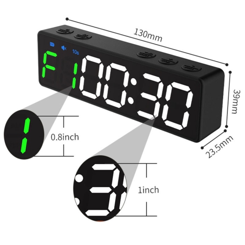 Portable fitness timer, multi-function sports timer, home training countdown, large LED screen - green and red display