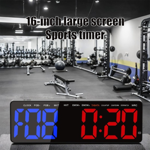 Fitness timer with LED countdown/countup, 16-inch ultra-clear digital display, eight training modes with remote control, and versatile use - green