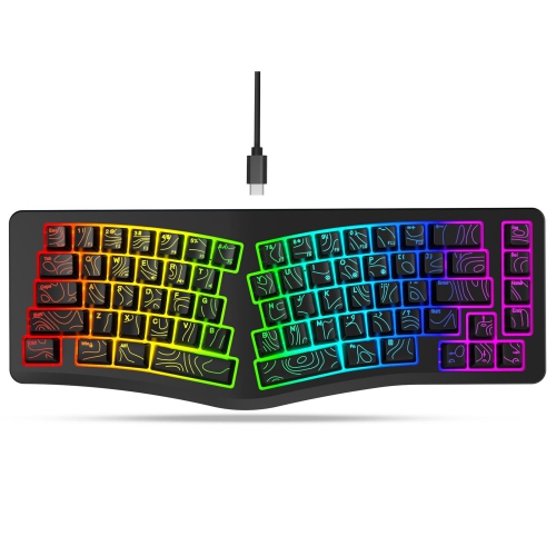MYACUC  69-Key Ergonomic Gaming Keyboard With RGB Backlight, Type-C Wired Office Keyboard Suitable for Office And Home