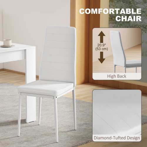 HOMCOM Dining Table Set for 2, 3 Piece Kitchen Table and Chairs with Steel Legs and High Back, Space-Saving Square Table and Upholstered Chairs for