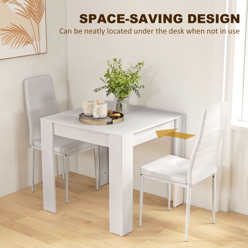 HOMCOM Dining Table Set for 2, 3 Piece Kitchen Table and Chairs with Steel Legs and High Back, Space-Saving Square Table and Upholstered Chairs for